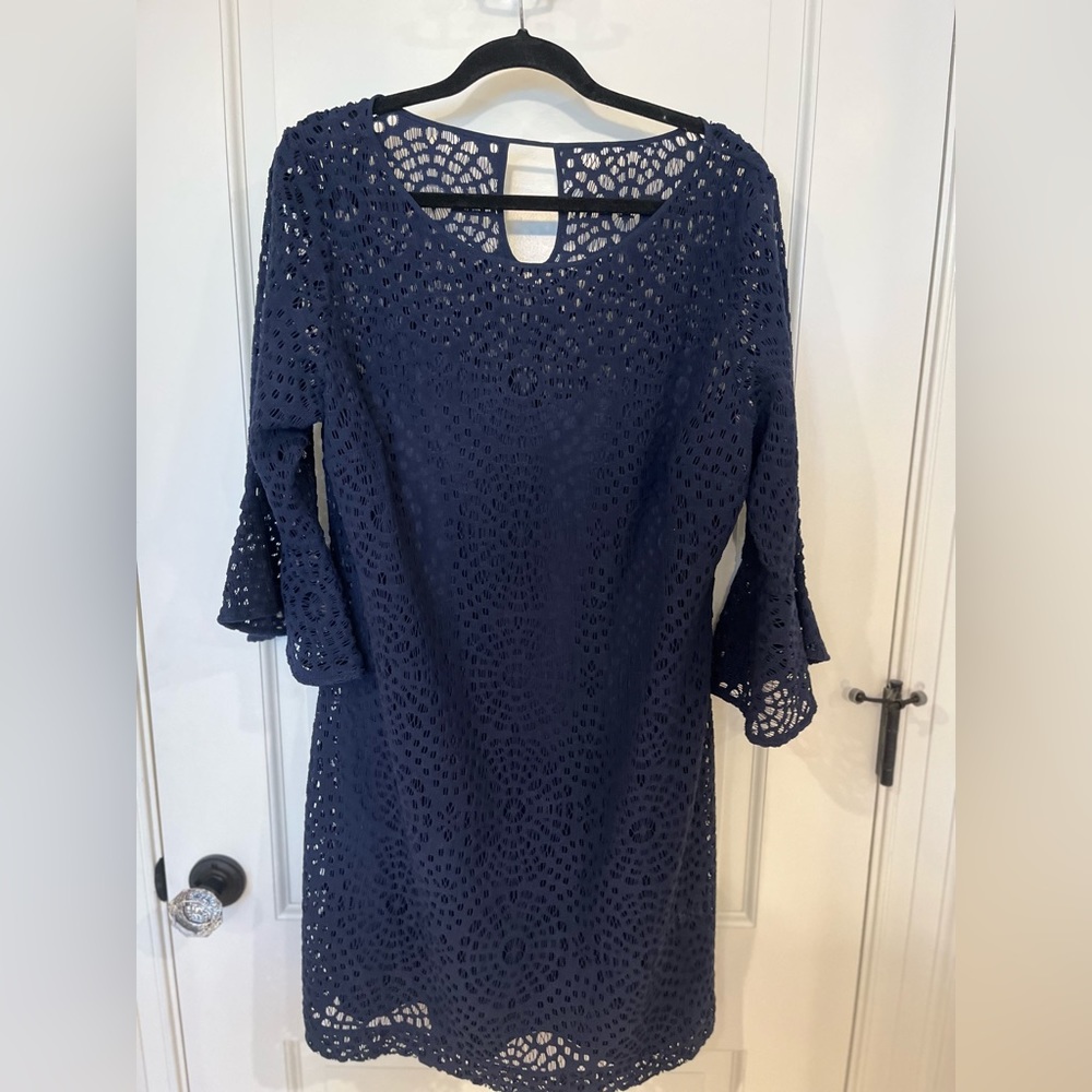 Navy crochet dress with slip inside Lily Pulitzer